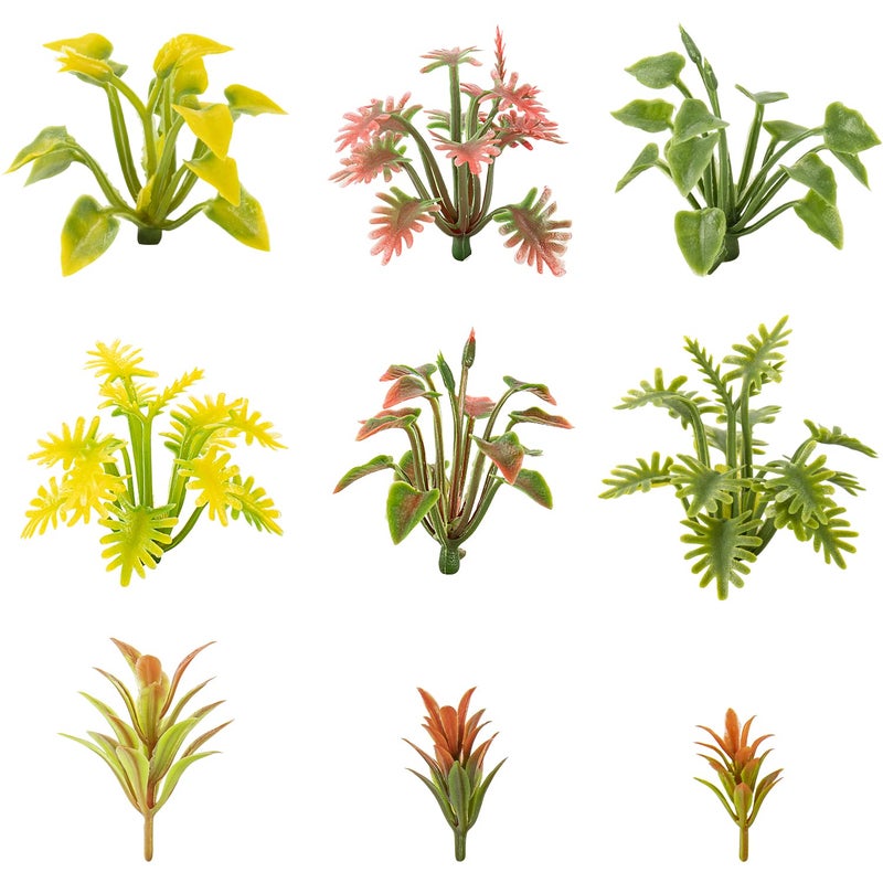 Rileryan 90 Pcs Mixed Model Plants Miniature Plants Mini Model Trees Green Shrubs Bush Model for Train Scenery Railway Sand Military Layout Park Garden Scene - Image 1